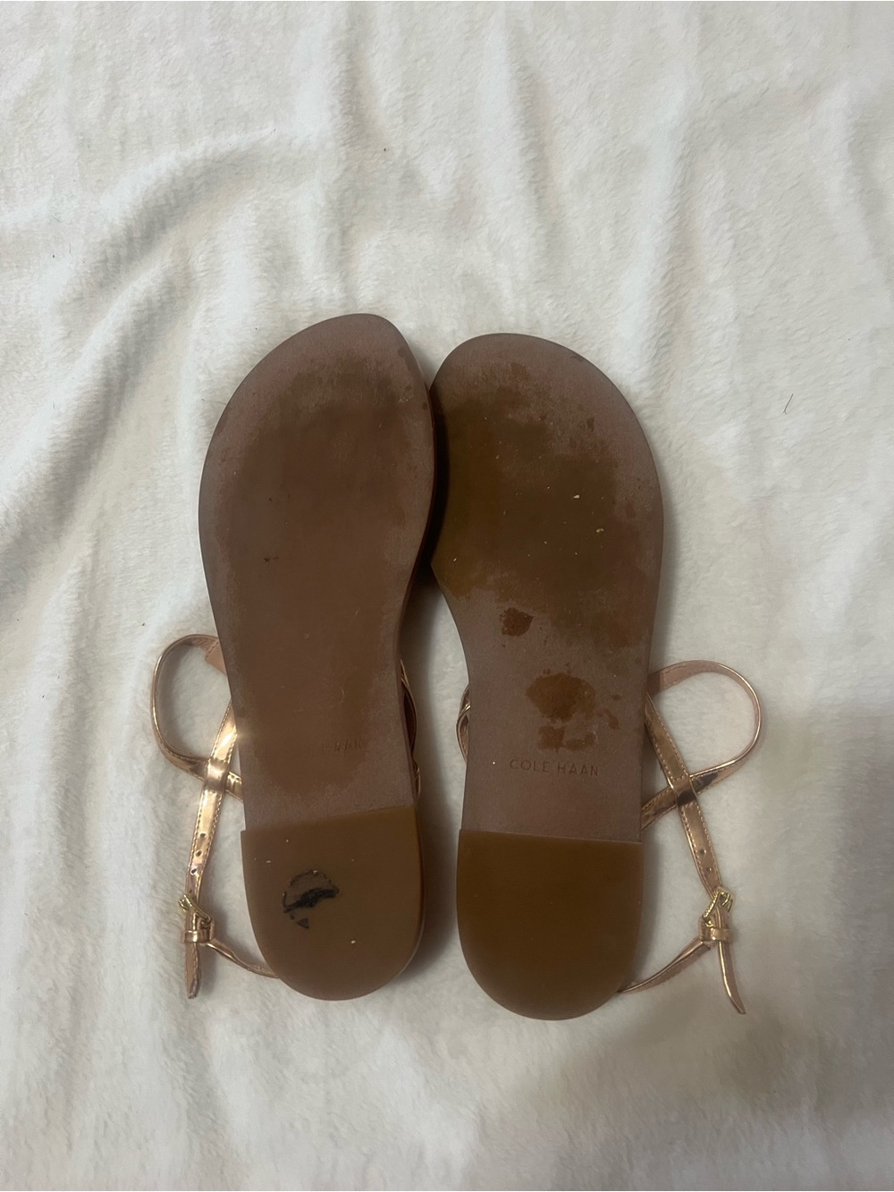 Cole Haan Metallic Rose Gold Strappy Flat Sandals